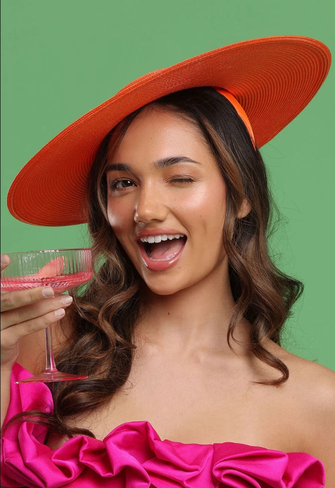 Morgan & Taylor Mona Racewear Plate Hat in Orange