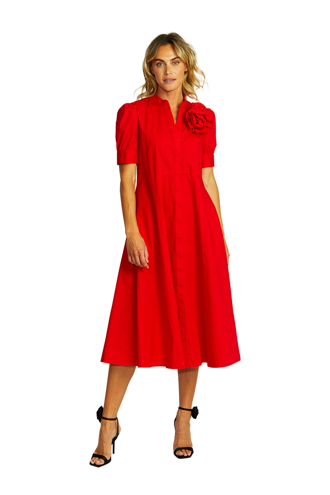 Ping Pong Audrey Rosette Dress in Poppy