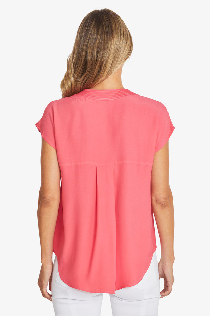 Ping Pong Kira Slinky V-Neck Top In Azalea