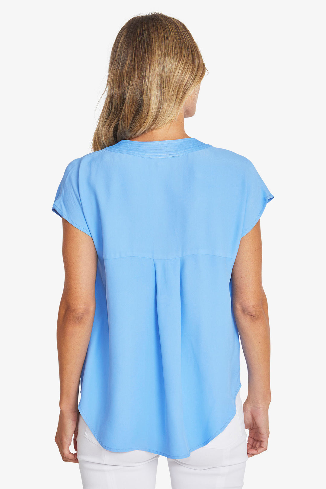 Ping Pong Kira Slinky V-Neck Top In Sky Blue