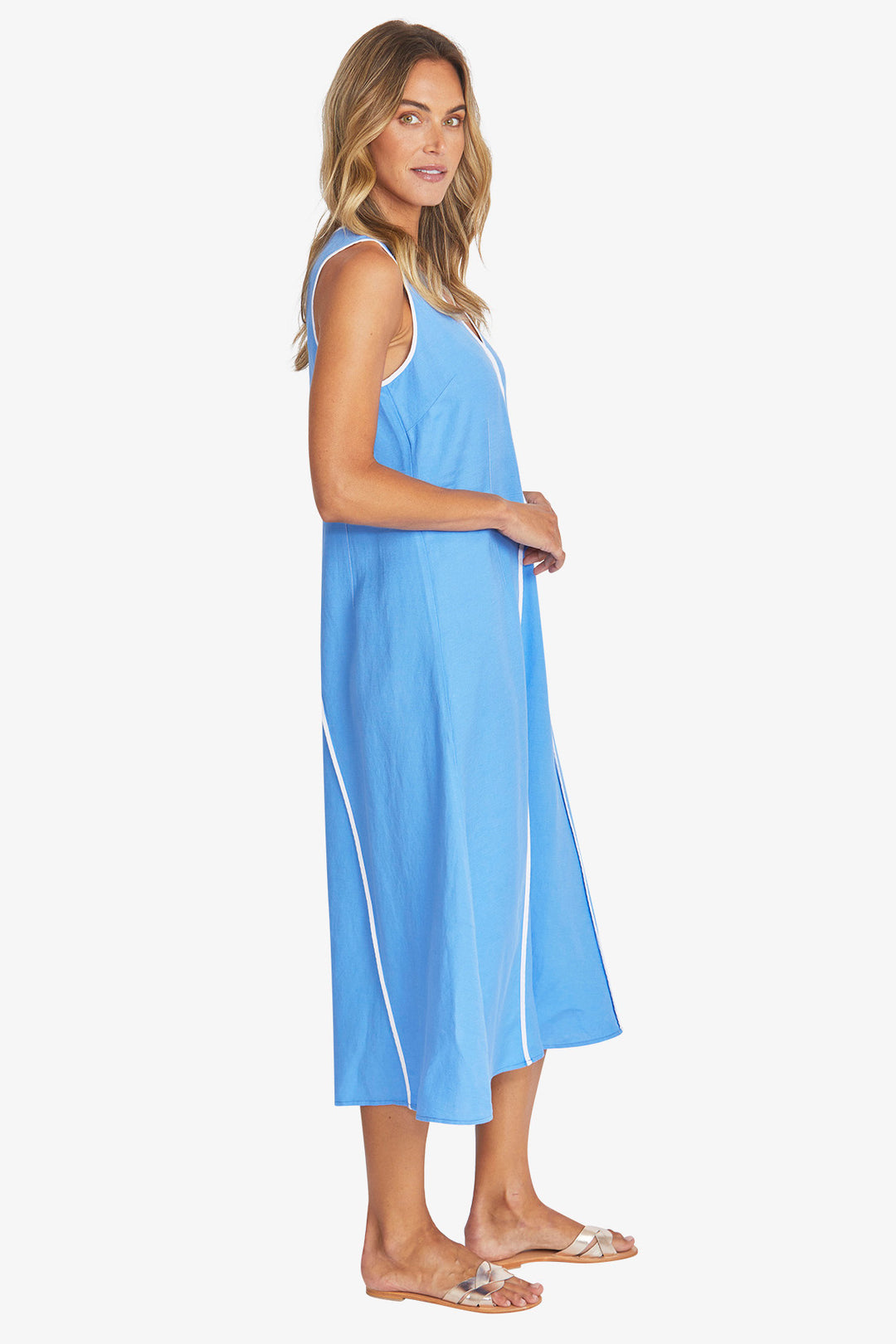 Ping Pong Sarah Dress in Sky/White