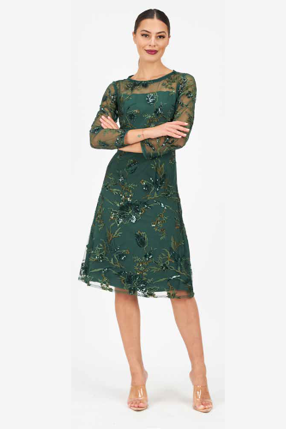 Pink Ruby Sorrento Aline Dress in Green