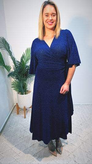 RTM Sparkle Wrap Dress in Royal