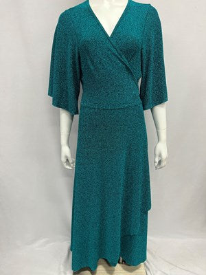 RTM Sparkle Wrap Dress in Teal