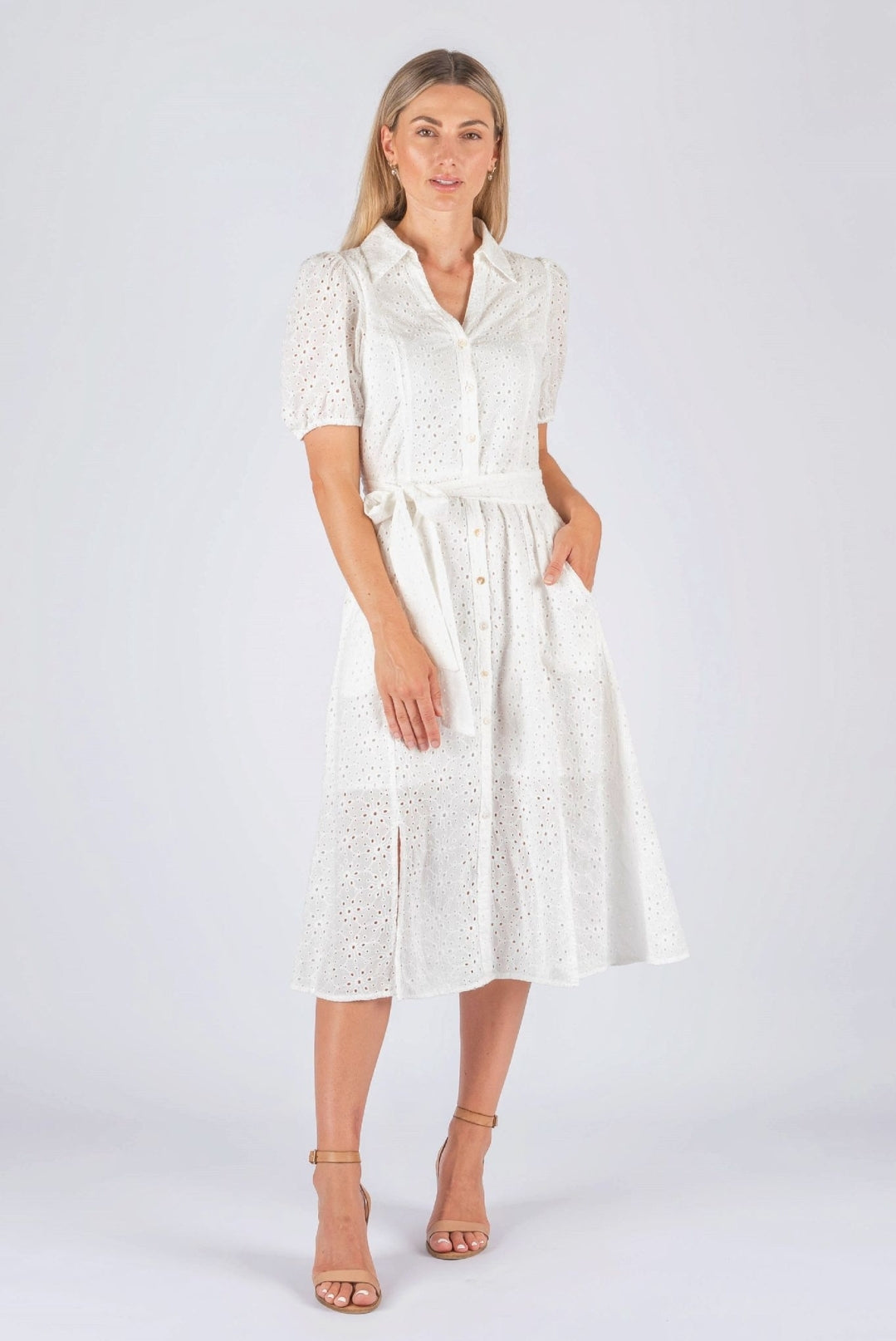 Worthier Brianna Embroidered Dress in White