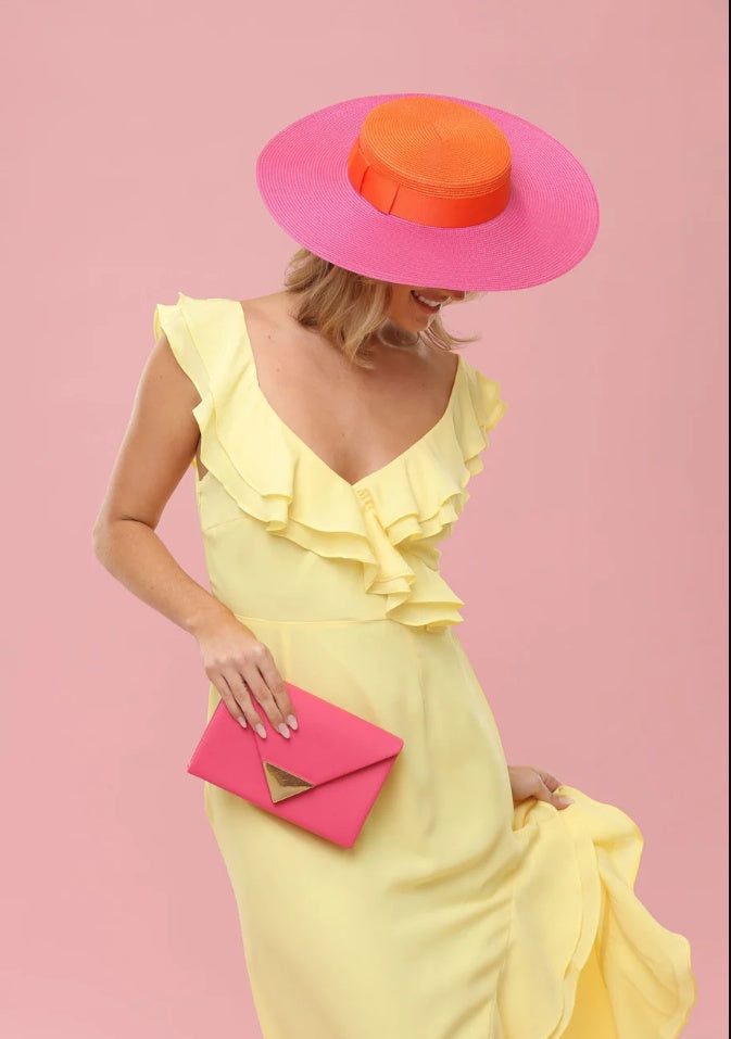 Morgan & Taylor Domino Boater in Orange and Pink