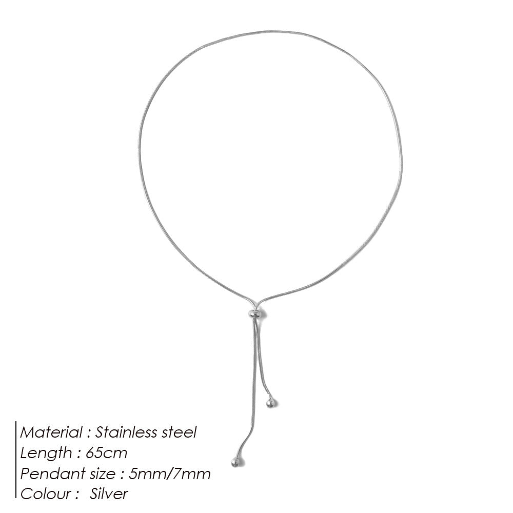 R7 Silver Adjustable Drop Necklace 134