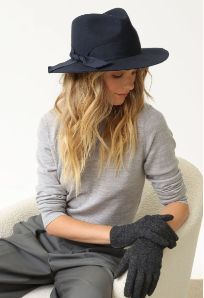 Morgan & Taylor Penelope Wool Felt Fedora in Navy
