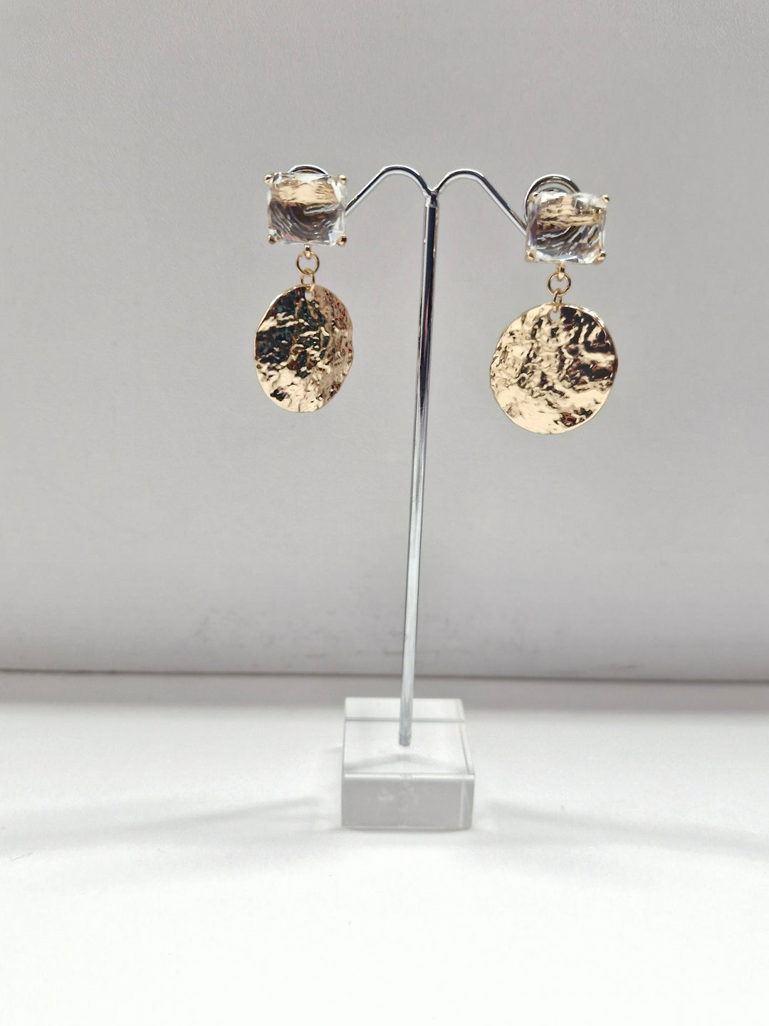 Adorne Hammered Disc Drop Earrings AED3901