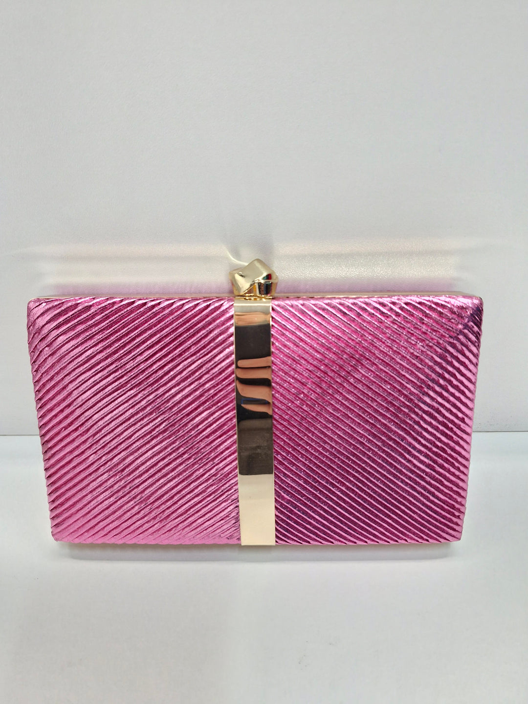 Kenna Metal Stripe Structured Clutch in Hot Pink AVD1517
