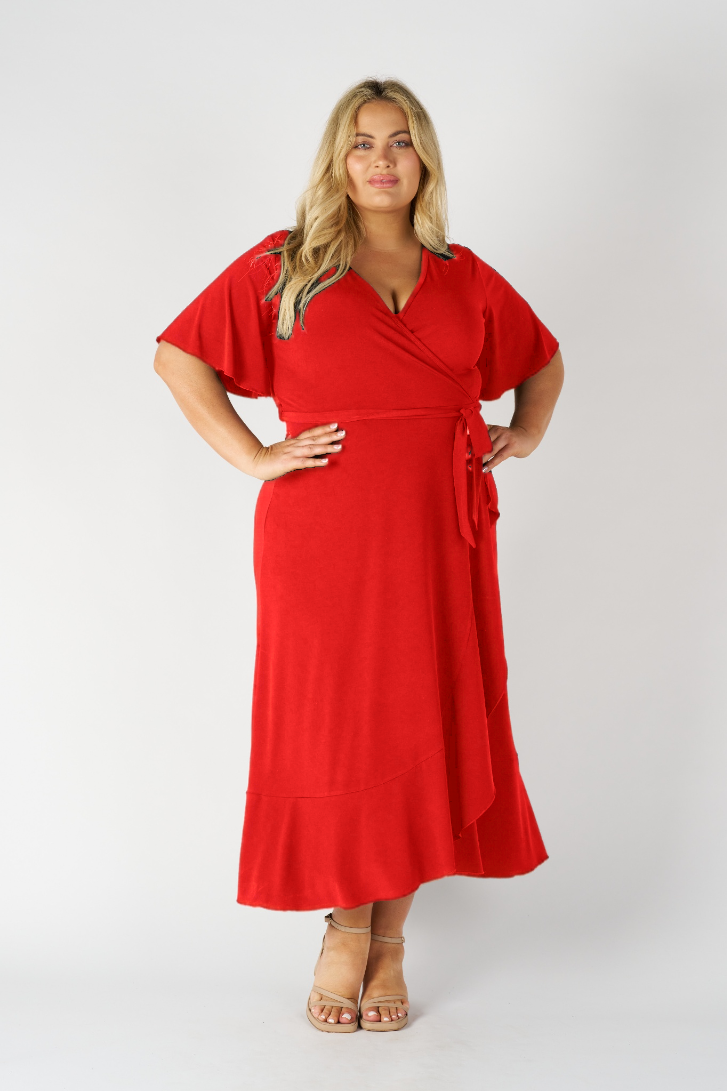 RTM True Wrap Dress in Red