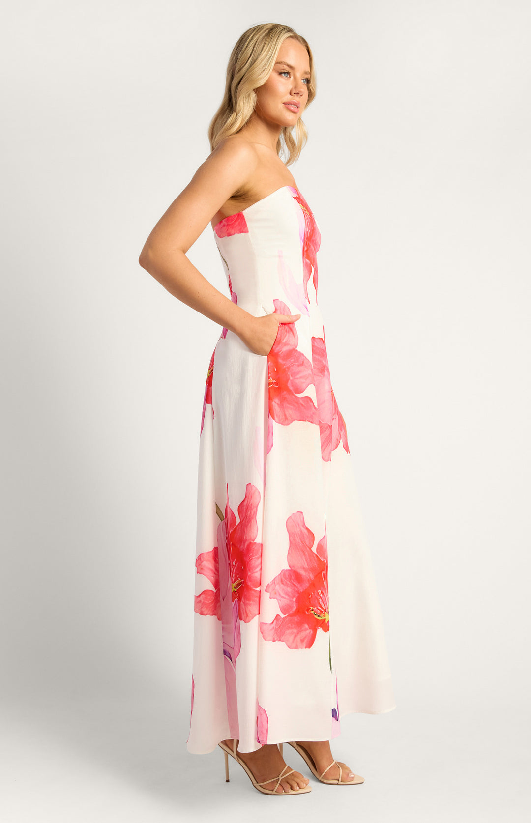 Style State Wildflower Floral Print Strapless Dress