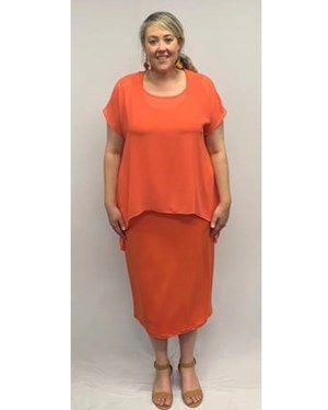 RTM Plain Chiffon Overlay Long Dress in Coral