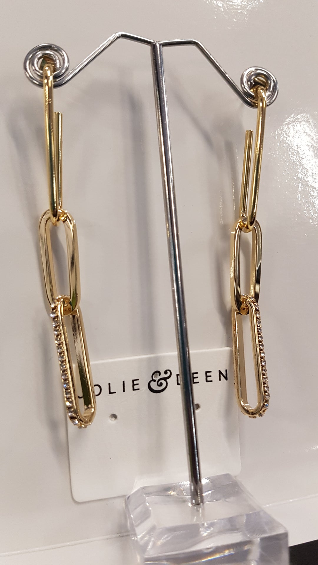 Jolie & Deen Swarovski Chain Earrings in Gold