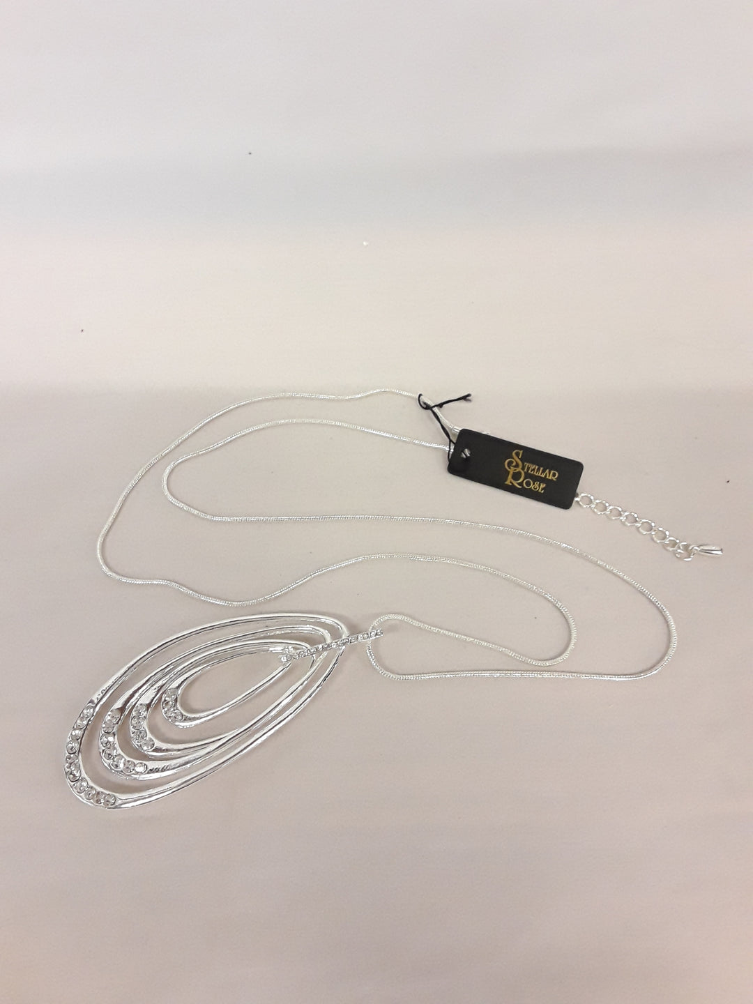 Stellar Rose Silver long necklace with 4 oval loops 60045