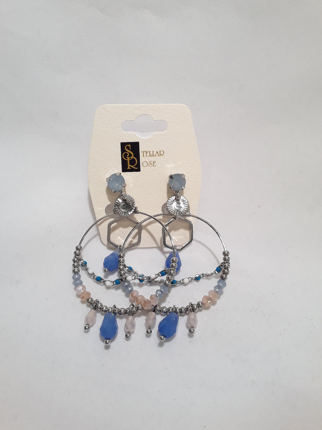 Stellar Rose blue beading hoop earrings 61868