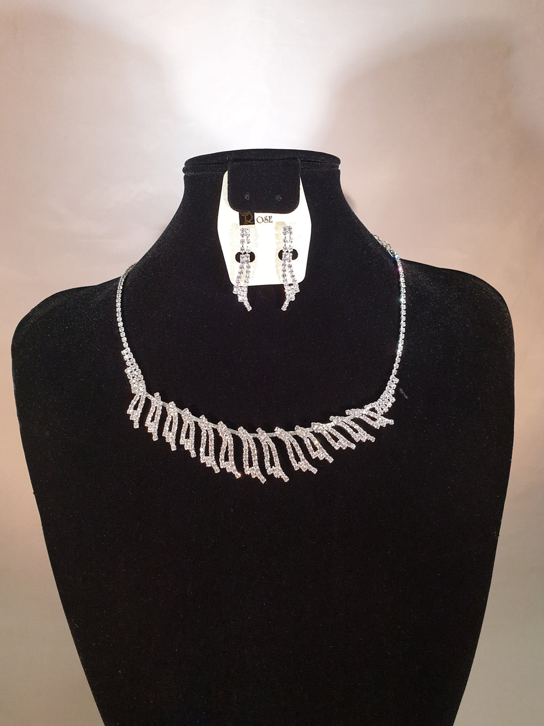 Stellar Rose Diamonte necklace and earrings set 59203