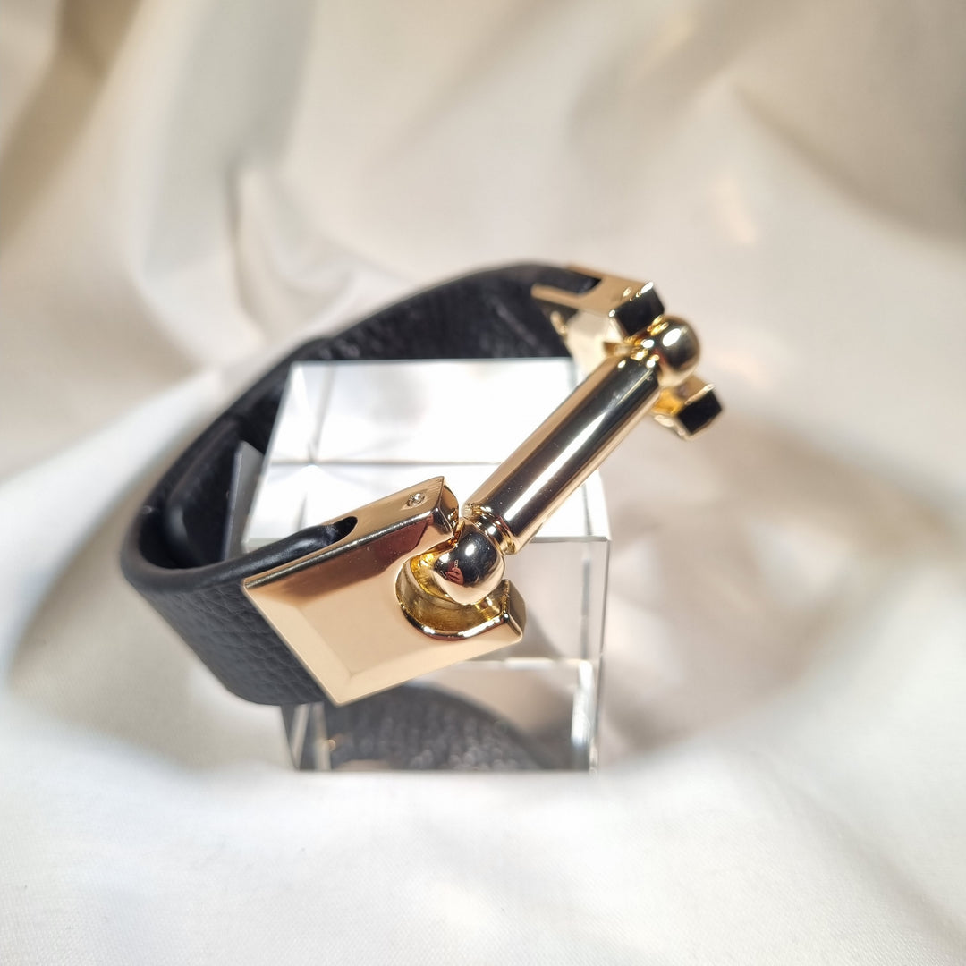 Stellar Rose Black and Gold Leather bracelet 67409