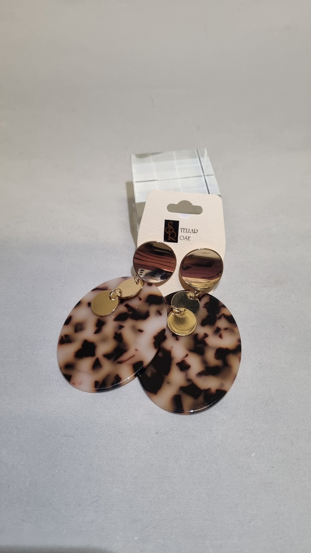 Stellar Rose Acrylic Oval Earrings 70810