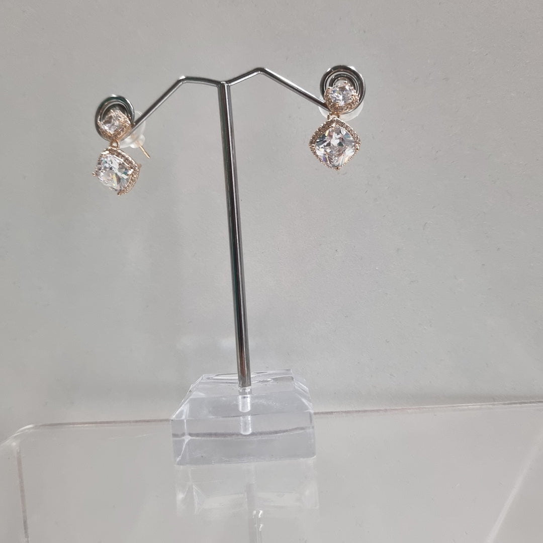 De Cavalier Rose Gold diamante drop earrings 012