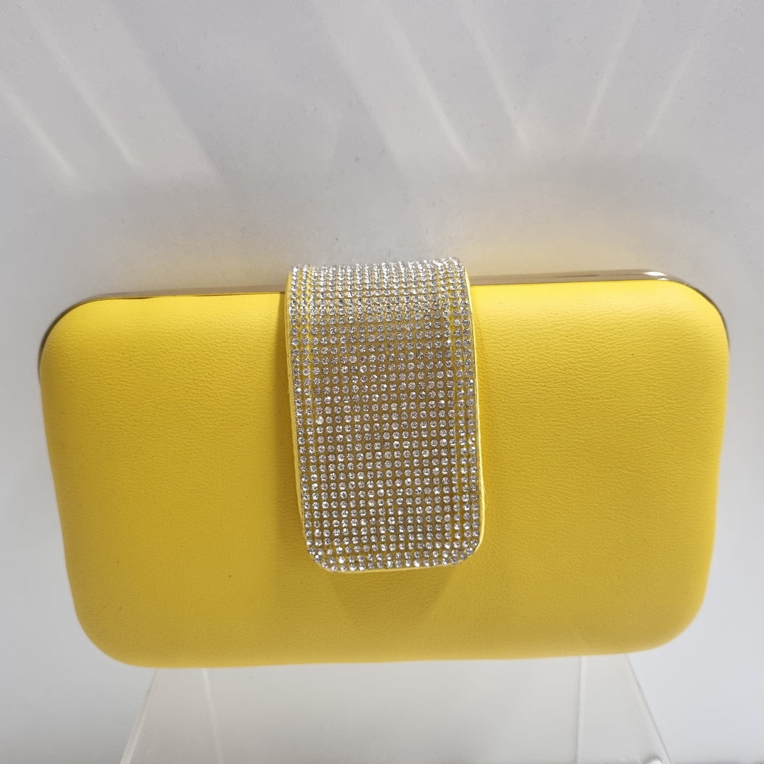 Yellow Clutch with Diamante Feature