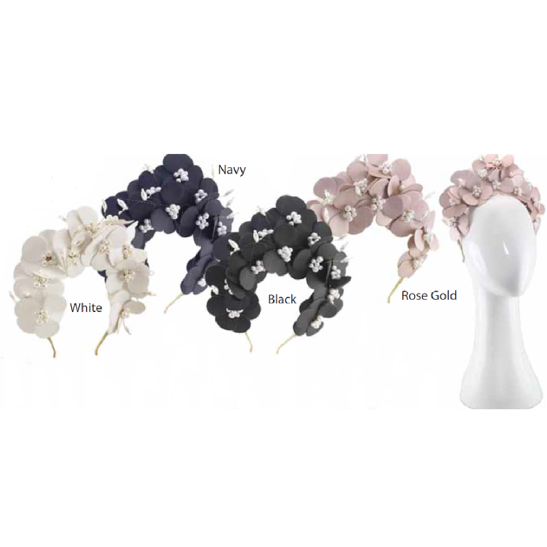 Distinctive Hats Flower Halo fascinator Black 21200-BLK