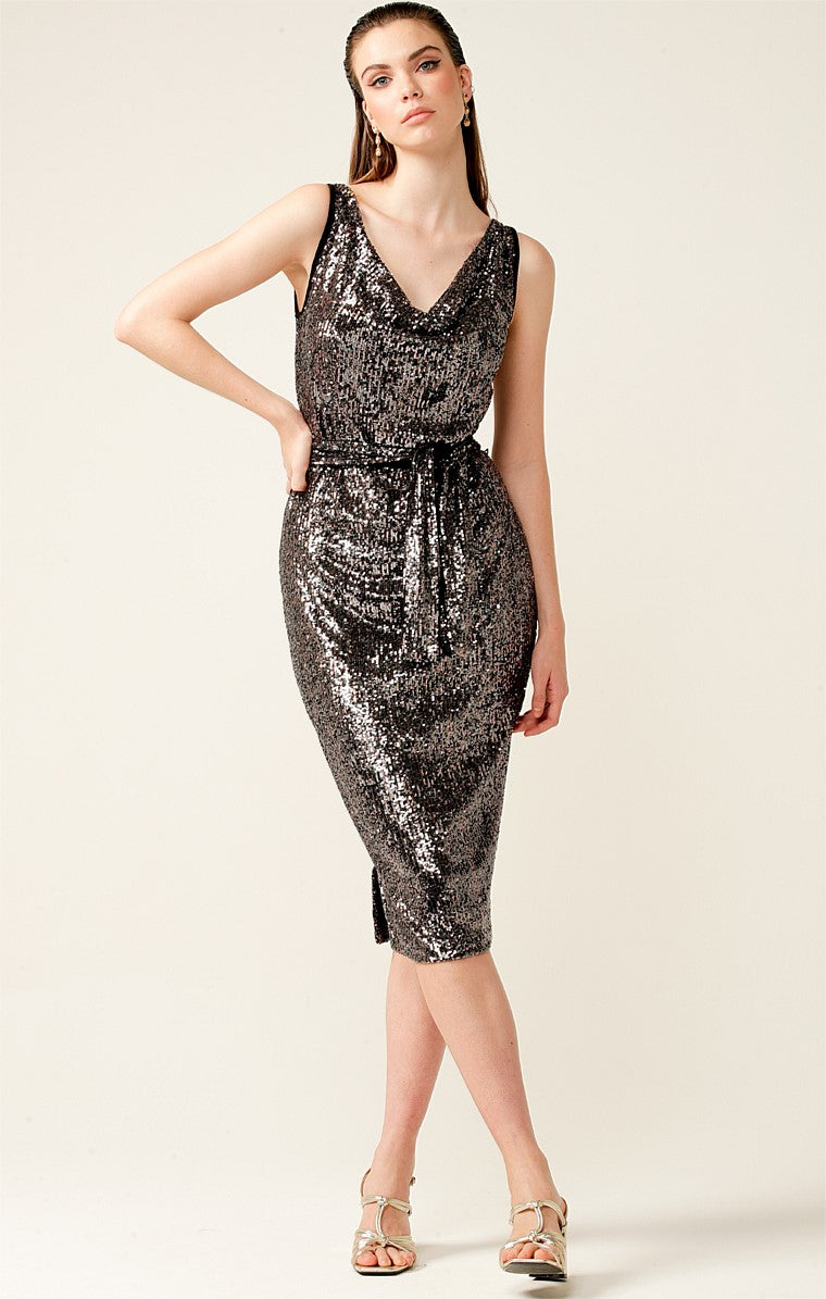 green emerald velvet dress Sacha Drake Martinique Reversible Dress in Bronze