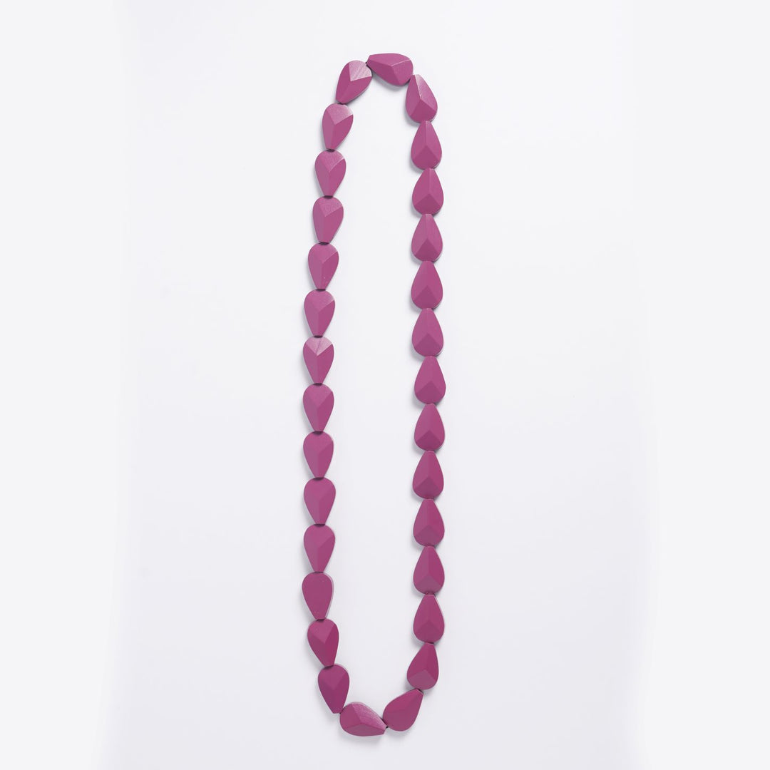Rare Rabbit Koala Faceted Y Long Necklace in Magenta