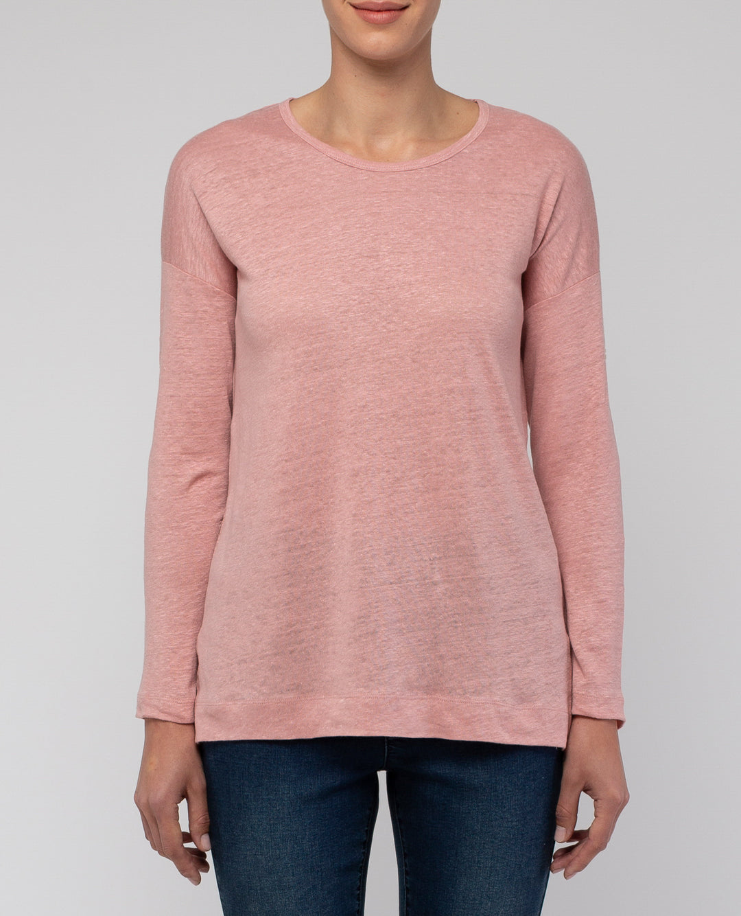 Jump Long Sleeve Basic Linen Top in Musk