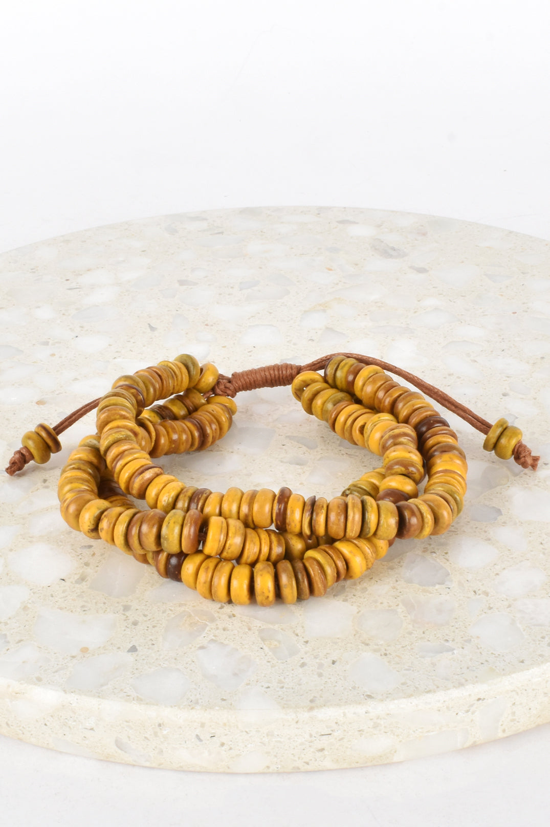Adjustable Timber Bead Bracelet in Yellow