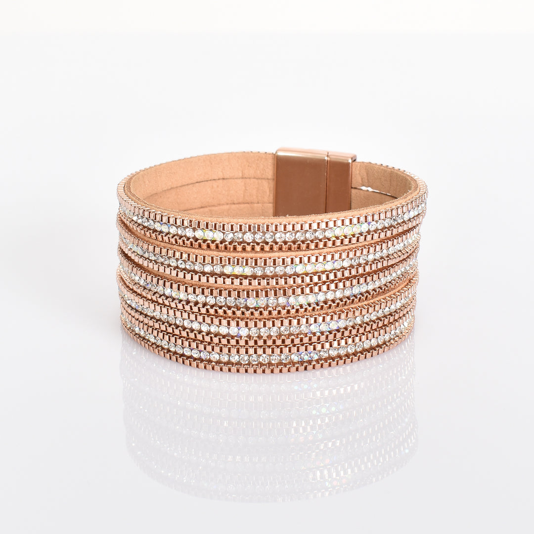 Diamante Layers Wrap Cuff Rose Gold