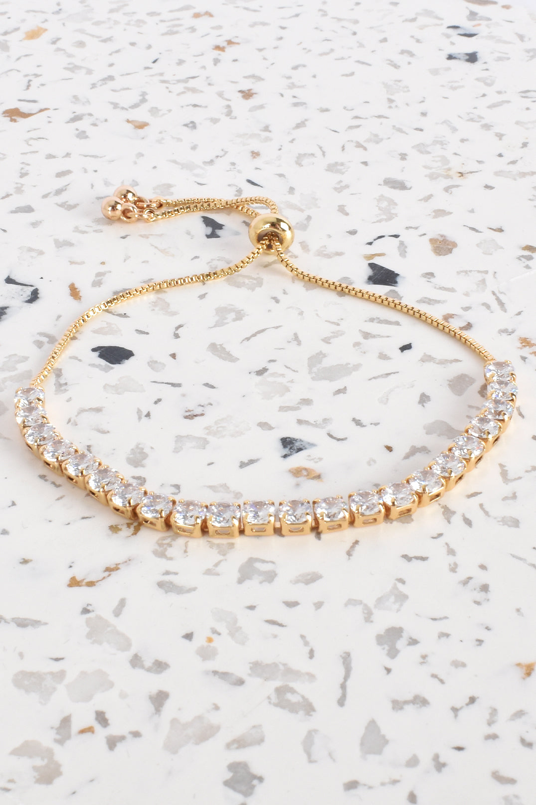 Adorne Cubic Zirconia Adjustable Bracelet in Gold ACD0904