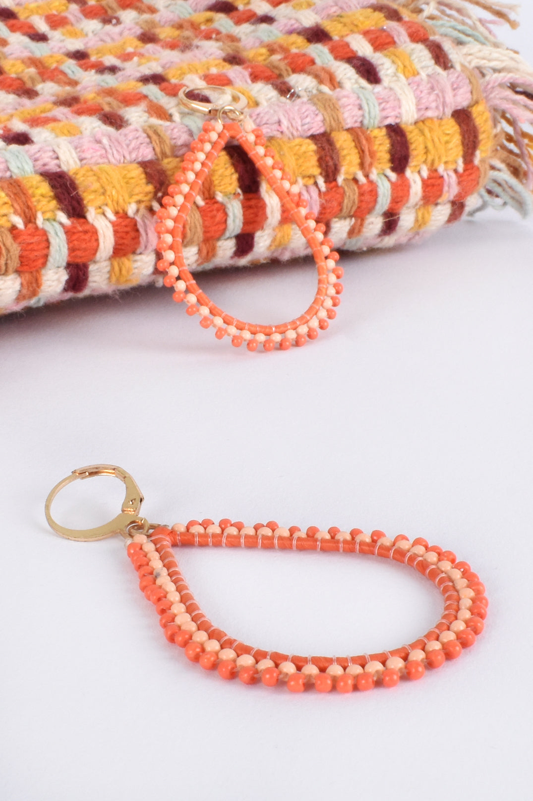 Adorne Beaded Teardrop Earring Orange
