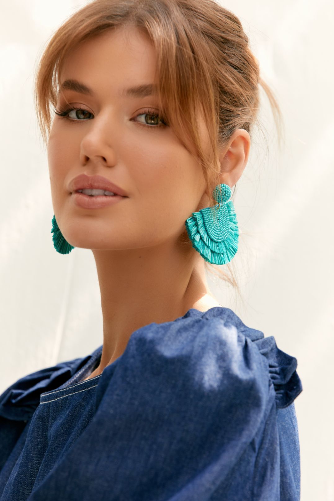 Adorne Rio De Janeiro Fringe Earrings in Teal AEA3106
