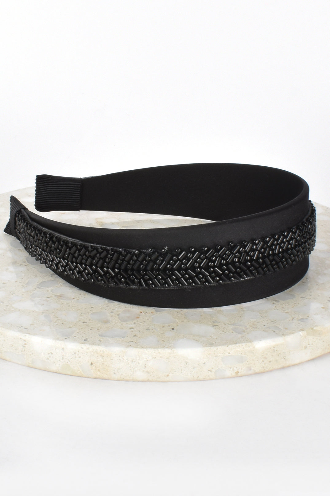 Bead Detail Satin Race Headband