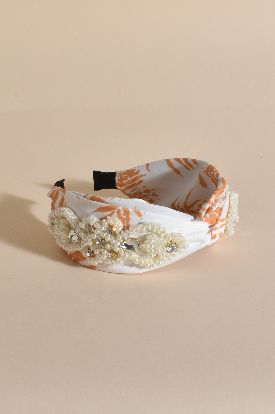 Mirabelle Twisted Pearl Headband AHD0848 Yellow