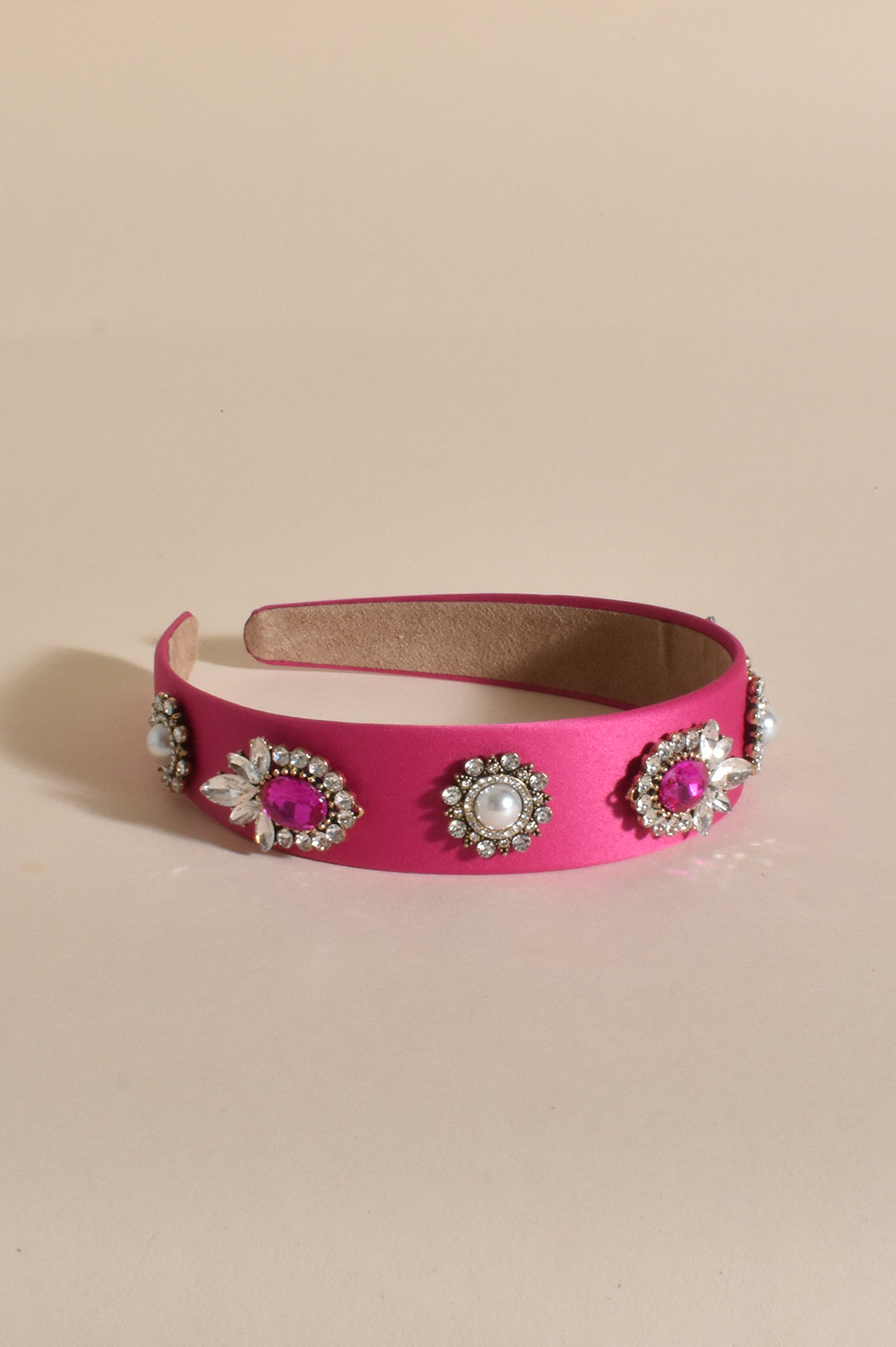 Eleanore Pearl Jewel Mix Statement Headband in Pink AHD0855