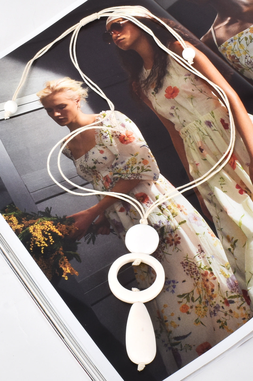 Resin Cord Adjustable Necklace in White