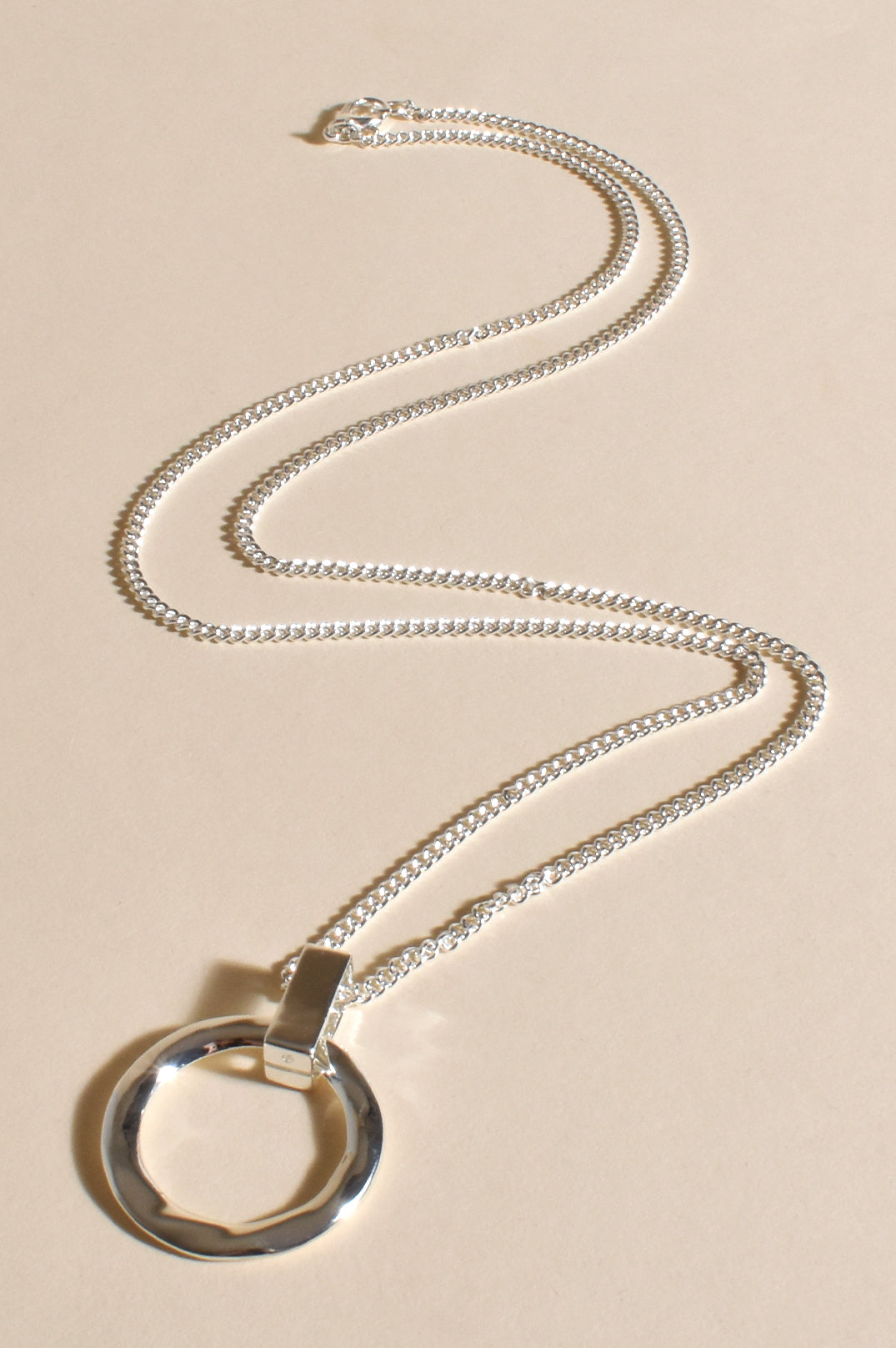 Fine Ring Drop Pendant Necklace in Silver AND1946