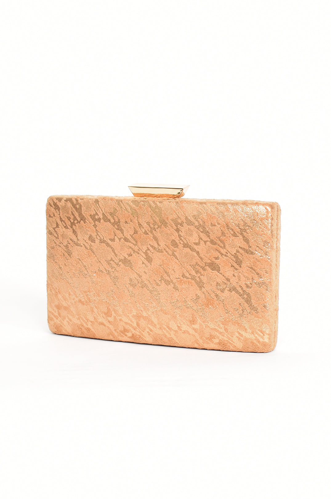 Metallic Print Structured Clutch in Gold