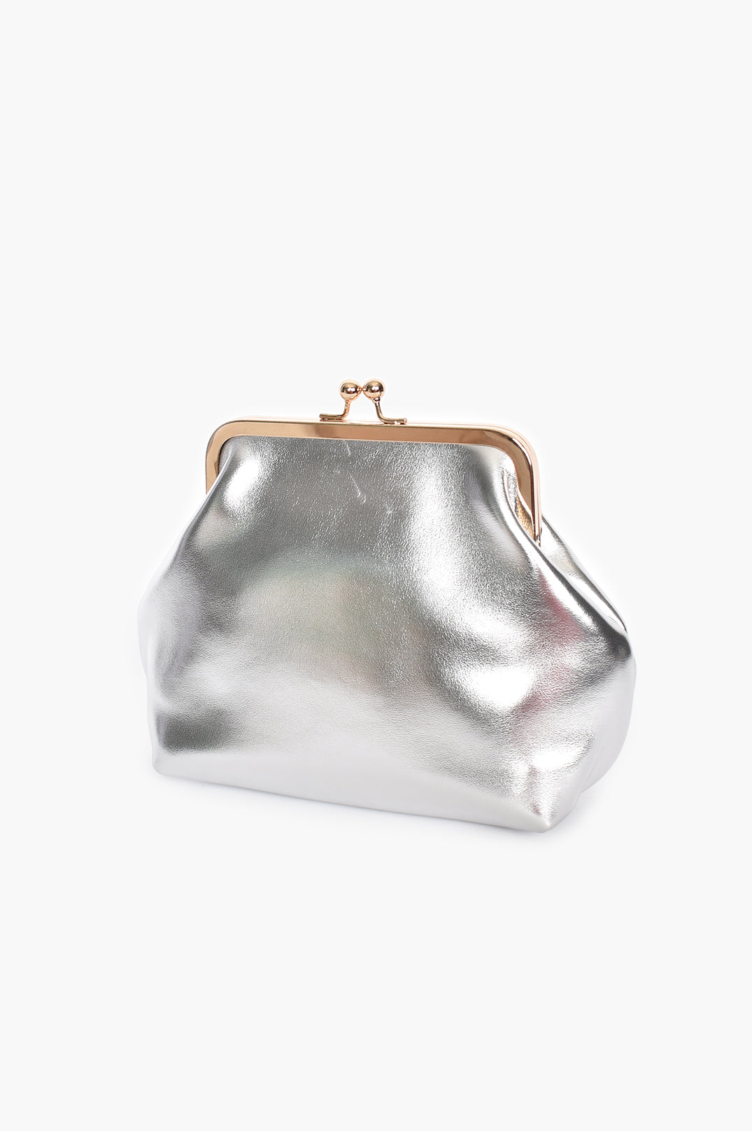 Metallic Metal Frame Purse Clutch in Silver