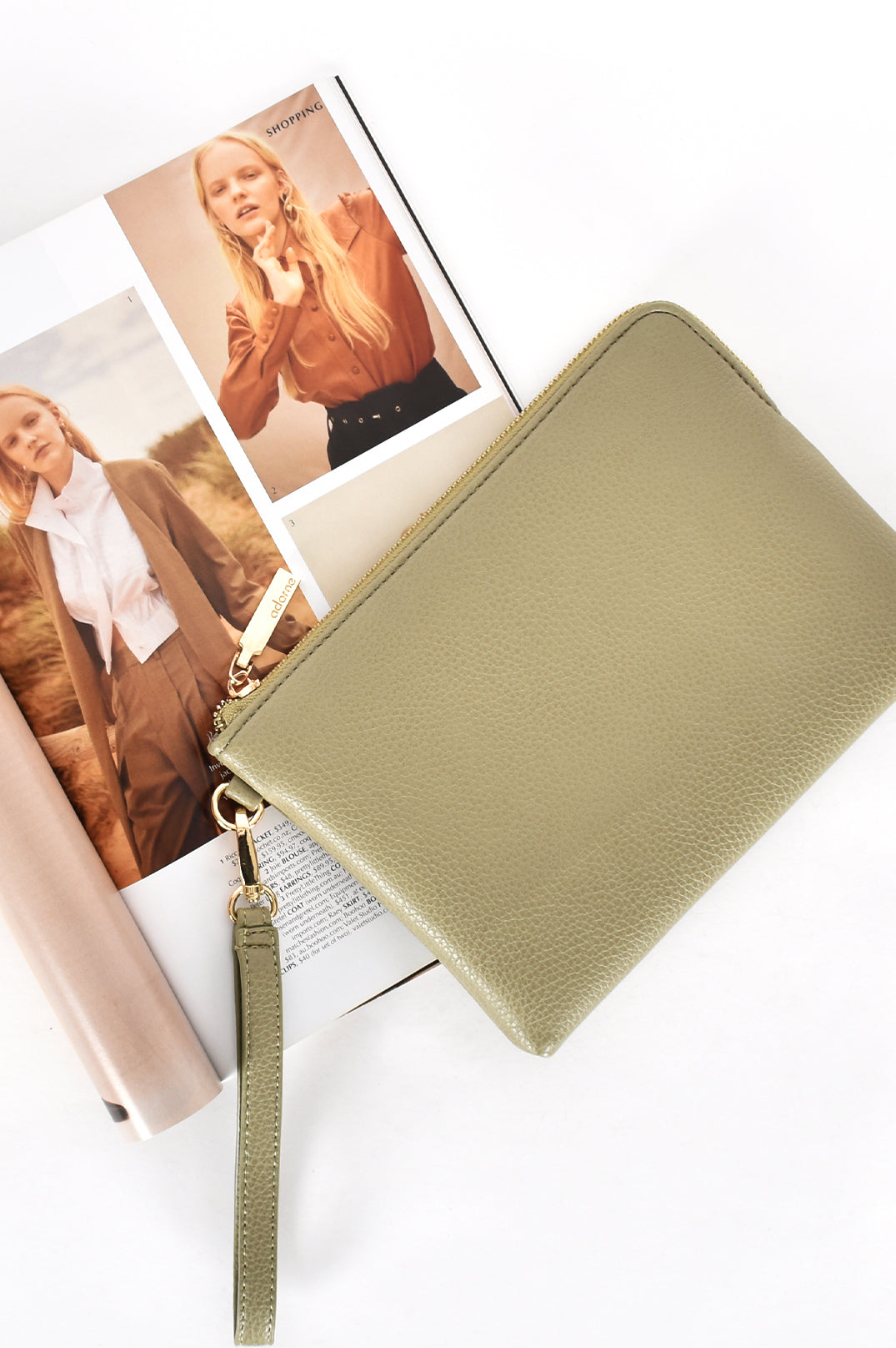 Becca Corner Zip Pouch - Khaki