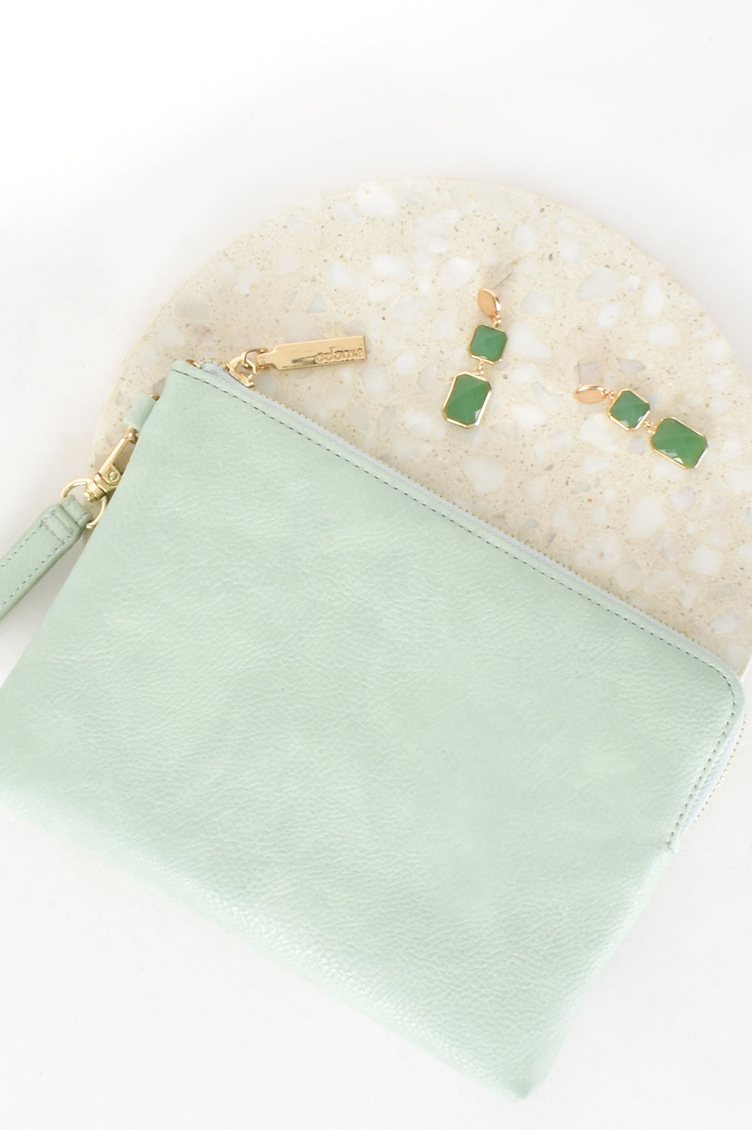 Becca Vegan Leather Corner Pouch in Seagreen