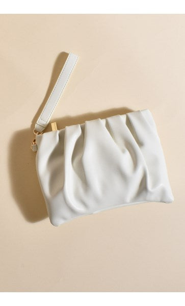 Abbey Multi Pleat Pouch - White