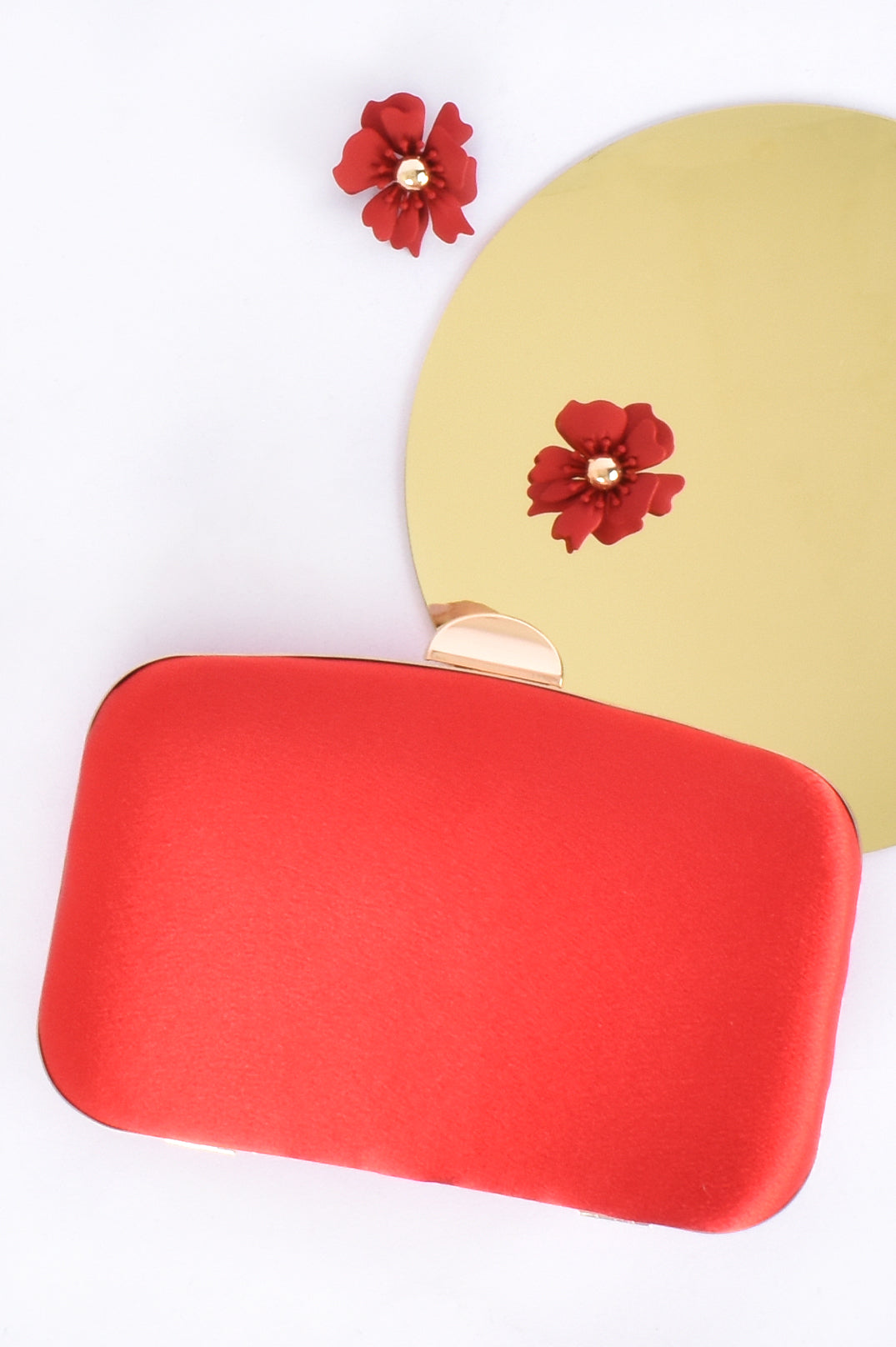 Alayna Structured Satin clutch in Red