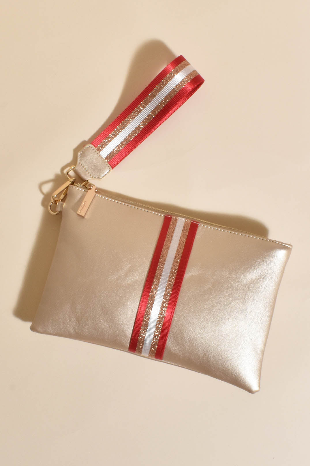 Adorne Leila Stripe Pouch in Gold