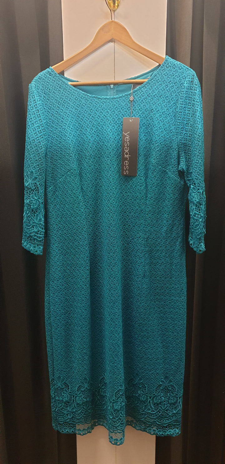 Yesadress woven lace 3/4 sleeve dress in Teal, Navy, Mocha, Black or Shiraz Y304