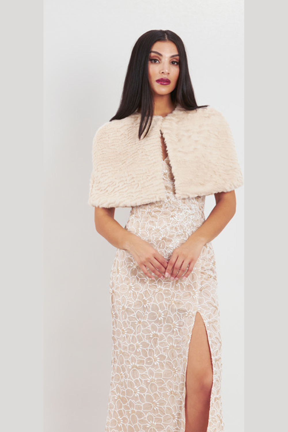 Romance Casablanca Fur Cape in Beige