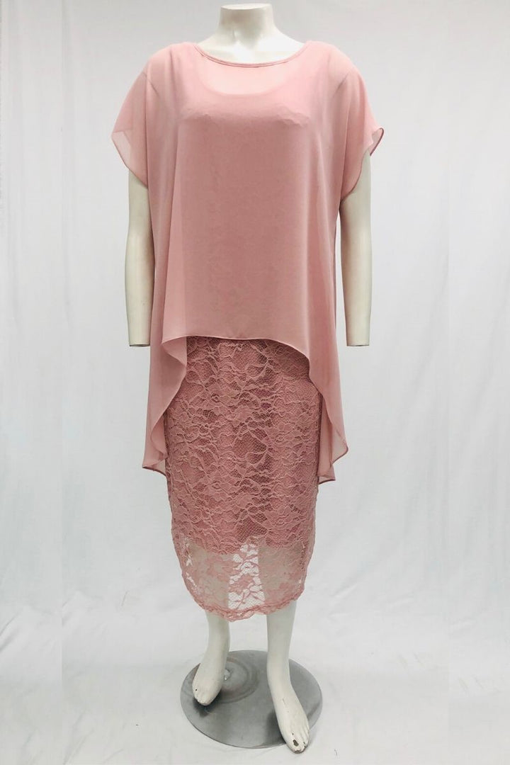 RTM Avalon Stretch Dress and Chiffon Over Blouse Set in Teal
