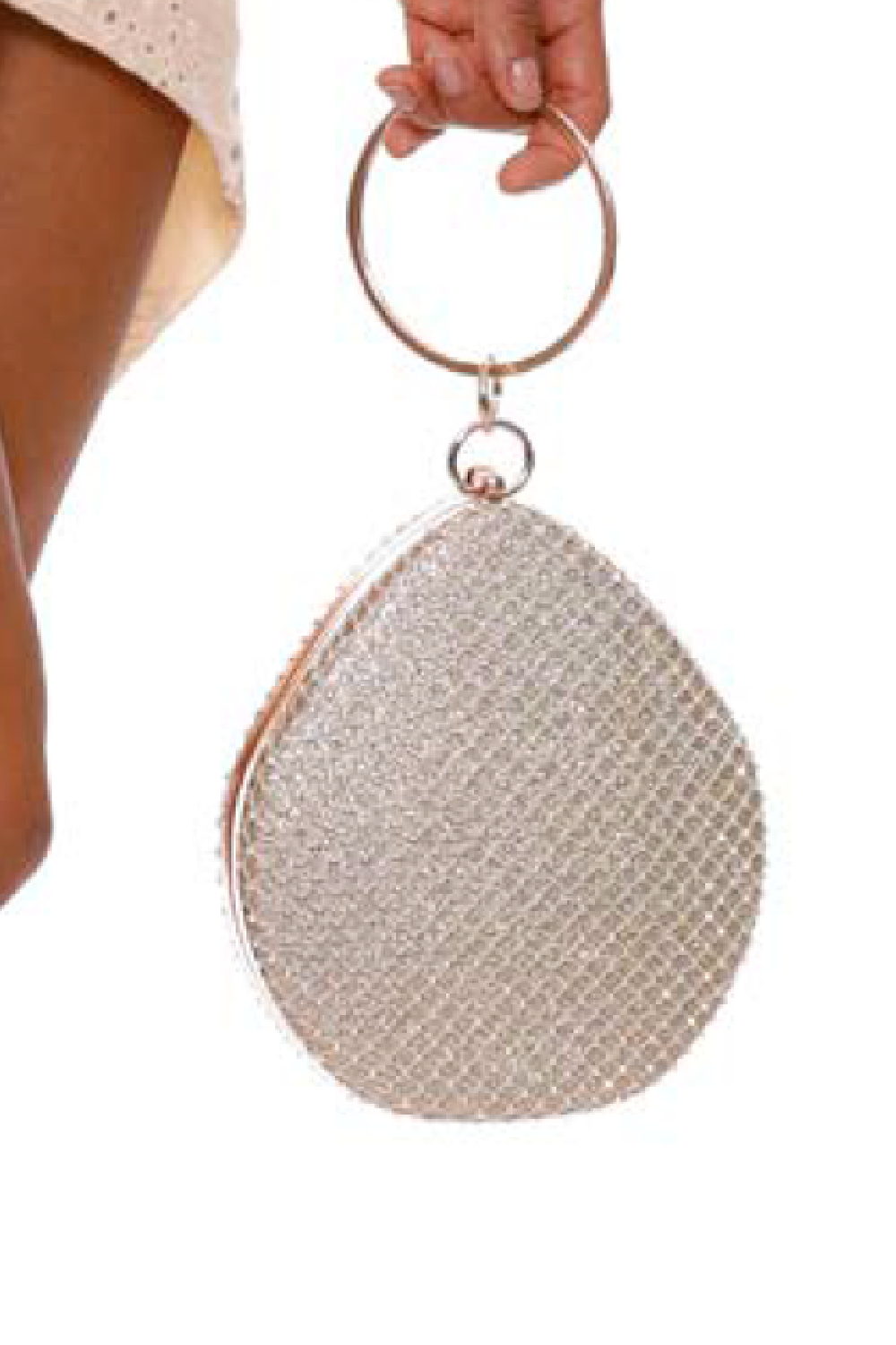 Rhianna Teardrop Diamonte Bag in Gold
